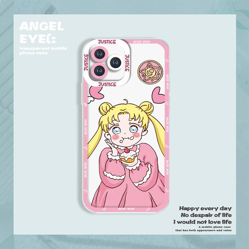 Cute Sailor Moon Water Ice Moon Apple 16 Summer Mobile Phone Case iPhone17 Anti-drop Ultra-thin Transparent Soft Case