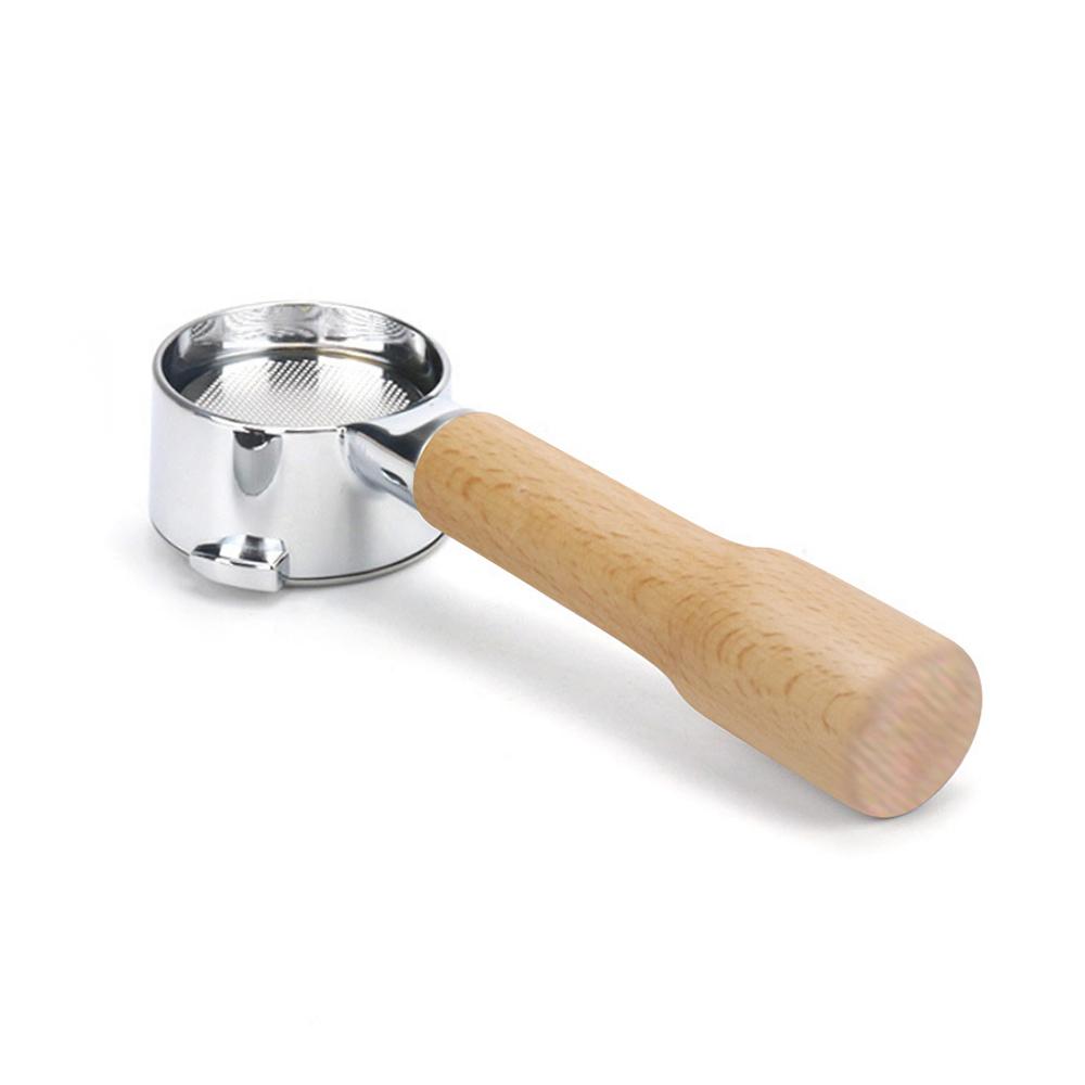 

54mm Coffee Bottomless Portafilter with Filter Basket & Wooden Handle Replacement for 880Celsius870Celsius850 Coffee Machine Tool Reusable Al