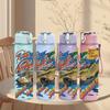 1PC Colorful Surf Ocean 750ml sports water bottle leakproof straw lid outdoor office home