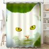 Whimsical Bathing Cat Shower Curtain Modern Green Floral Design For Bathroom Decoration Extra Large Printed Waterproof Polyester