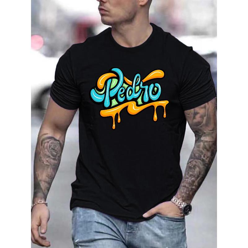 

Men Summer Short Sleeve T-Shirt with Letter Printing - Casual Round Neck Breathable Top, Regular Fit for Hot Weather, Machine Washable 4XL