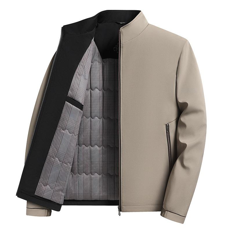 New dad coat autumn and winter thickened warm men's padded thickened stand-up collar jacket top medium men's clothing
