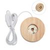 LED Light Base USB Interface Oak Wood Material Round 2cm 0.8in Thickness Glowing Decorative Display Lamp for Home 5V