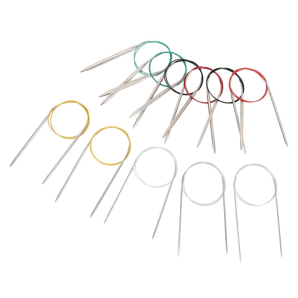 11 ks kruhových pletacích jehlic, nerezová ocel, 2,8 mm, délka 80 cm, půlhrot