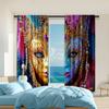 2 Pcs Versatile Polyester Transparent Curtains for Home Decoration Venice Carnival Mask for Use In Bedrooms and Living Rooms