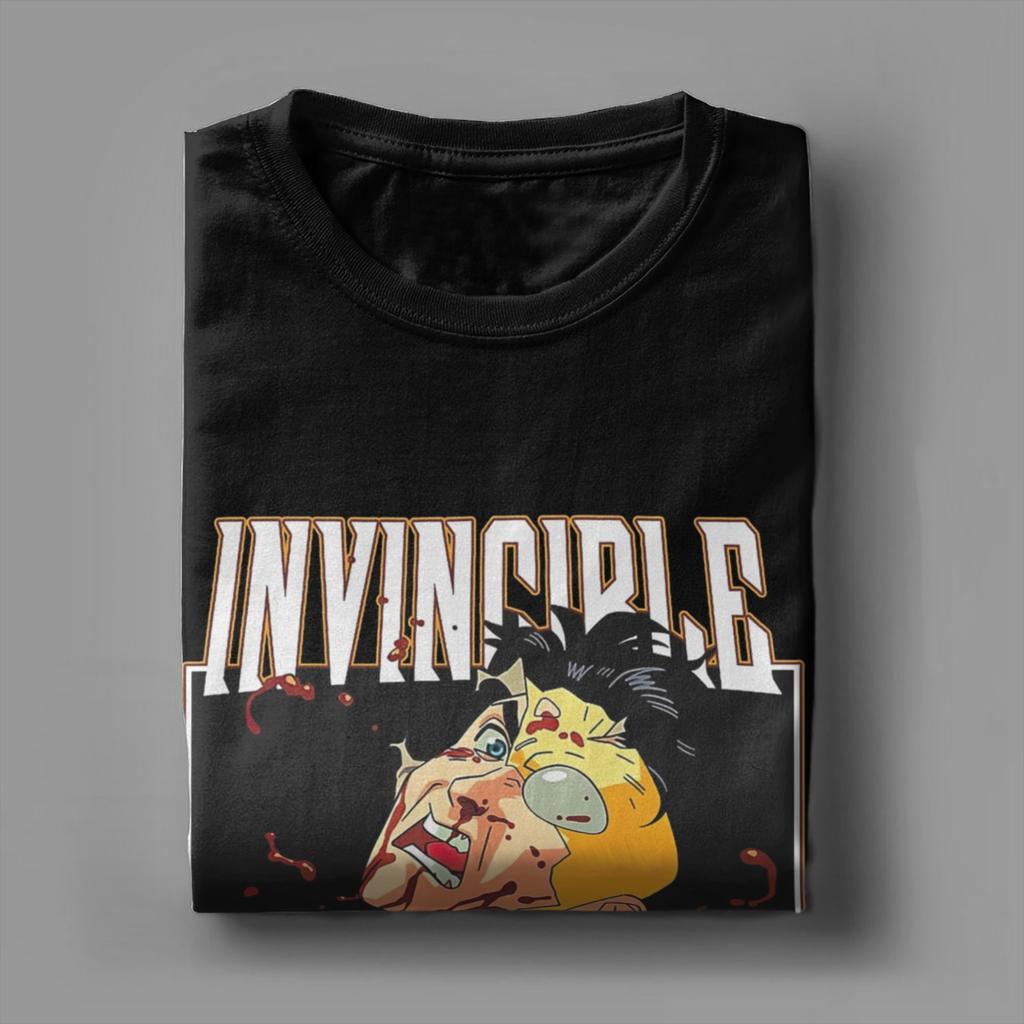 Invincible Battle Damaged Mark T Shirt Men's  100% Cotton Vintage T-Shirts Crewneck Mark Grayson Tees Short Sleeve Clothing
