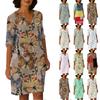 Rochii Pentru Femei Vintage Print Tunica Taie Midi Rochie De Vara Casual Rochie Semi Maneca