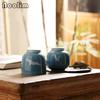 Portable Hand Painted Crane Tea Caddy Ceramic Canister Sealed Spice Jar Storage Tank Packing Box