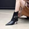 Fashion Foreign Style Pointed Toe Stiletto Short-leg Pants Tube Boots Women 2025 Autumn Belt Buckle High Heel Booties