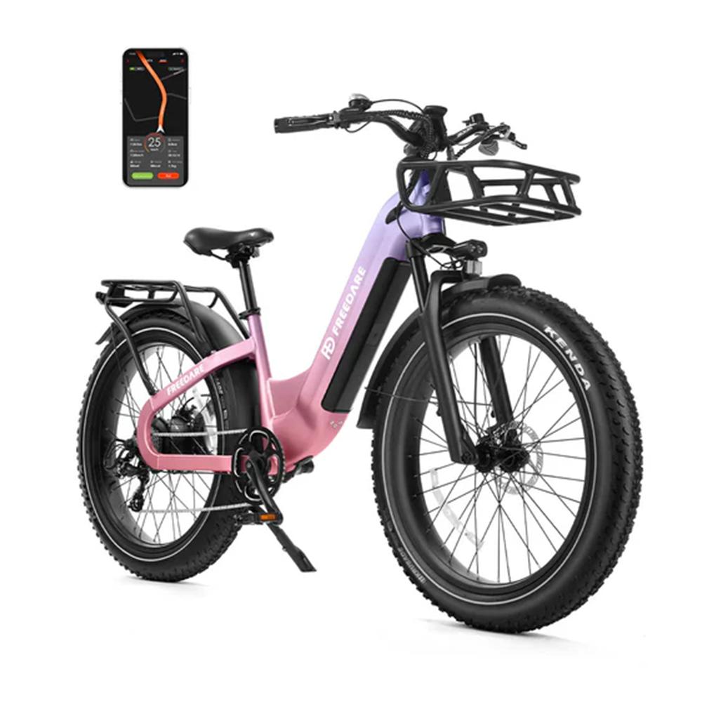 FREEDARE Eden Electric Bike Adults with Front Basket and GPS Smart App Control ,48V 20Ah Battery,Torque Sensor