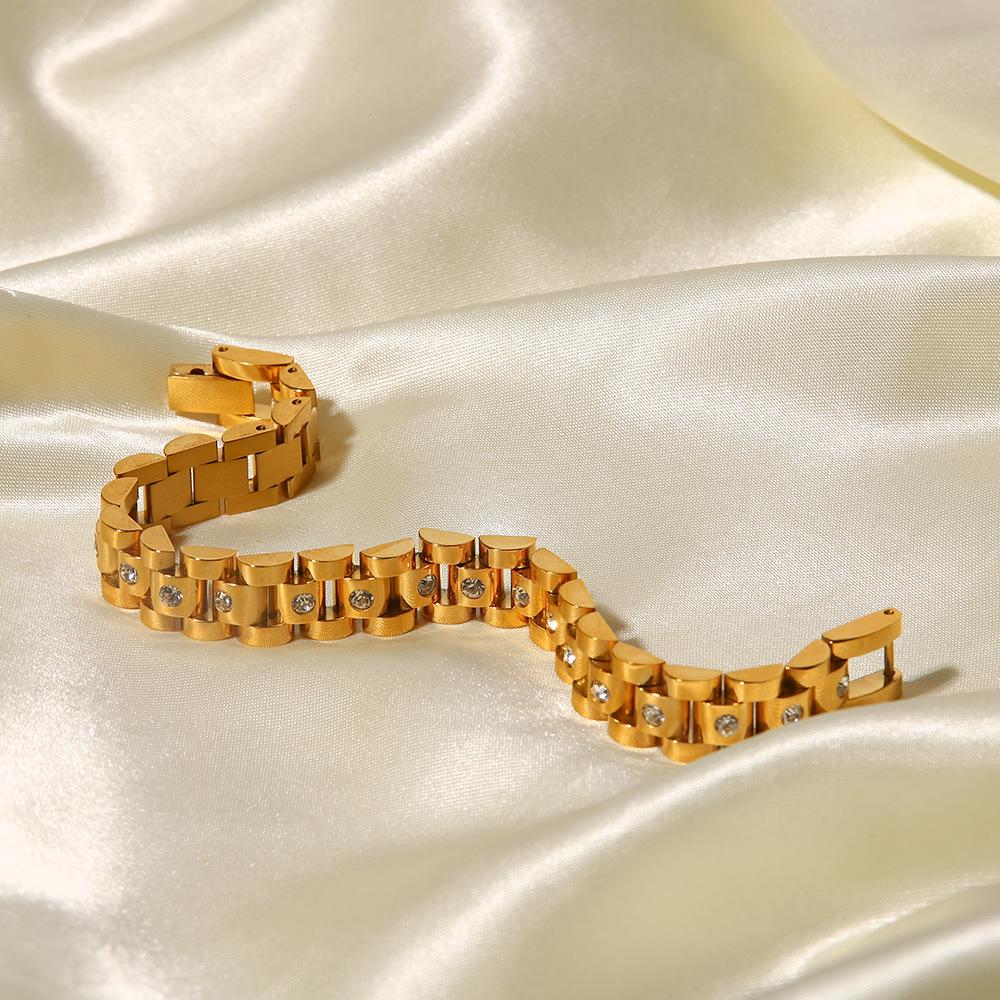 European & American Influencer Style 18K Gold PVD Steel Bracelet Watch Band