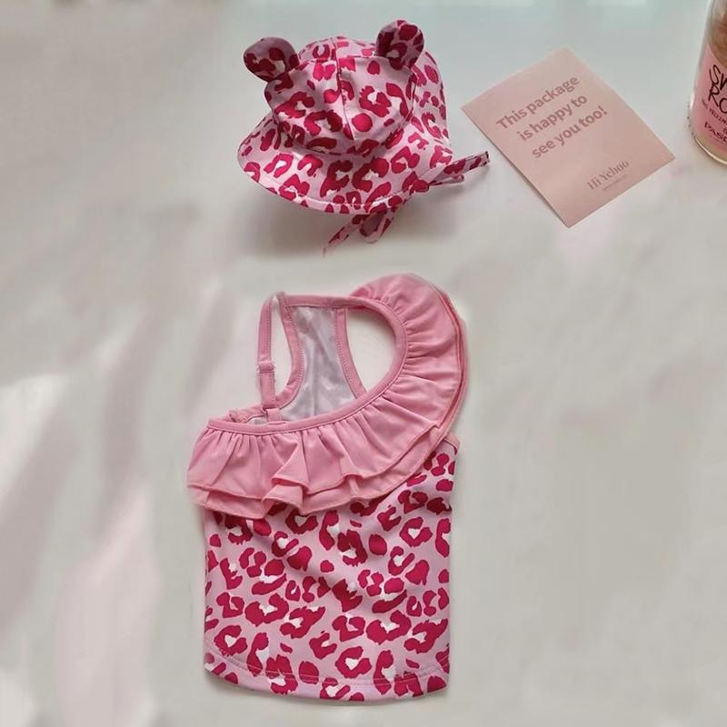 Niedliches Hunde-Badeanzug-/Hut-Set für den Sommer, für kleine Hunde, Strand, Schwimmbad, Haustierkleidung, Chihuahua, Yorkshire, Bikini, Badekappe