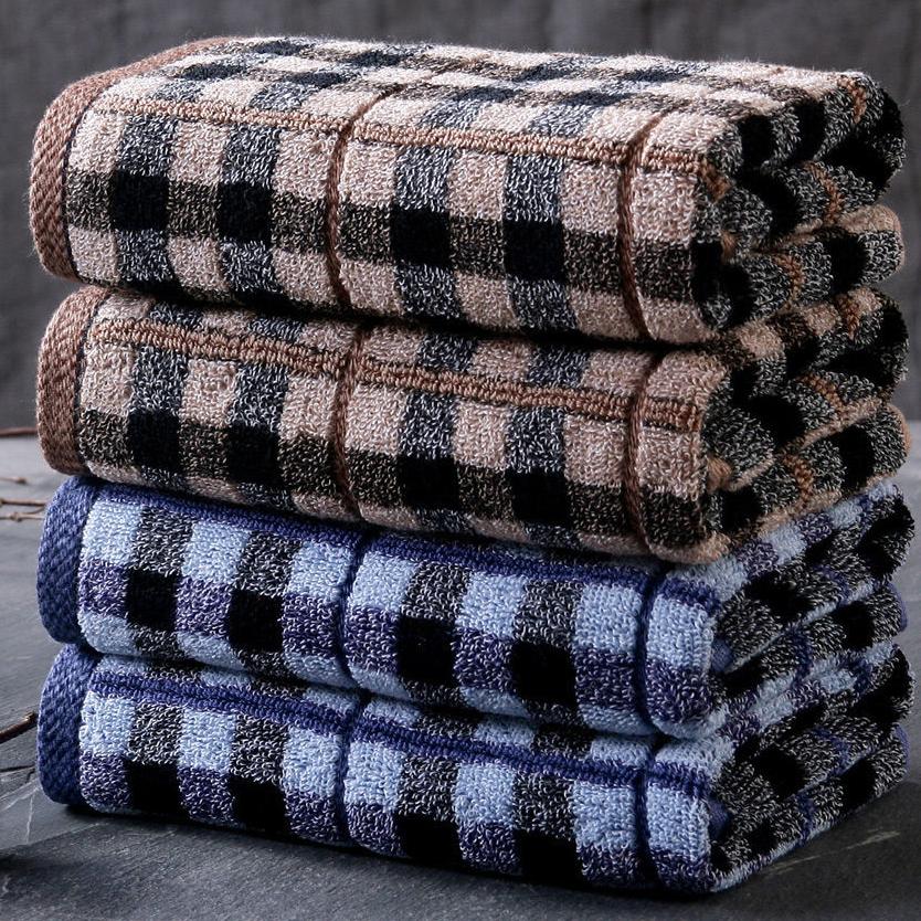 

Полотенца мужские клетчатые эстетичные полотенца для лица хлопковые впитывающие дышащие парные простые мочалки модные элегантные французские 78x34 см 34x78cm