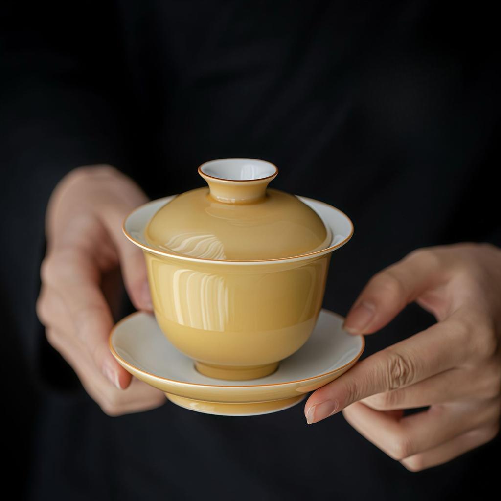 Ceramic Teacup White Porcelain Tea Tureen Handmade Solid Bowl Chinese Kung Fu Gongfu Gaiwan Retro Teaware Drinkware Tea Ceremony