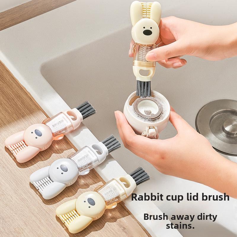 4-in-1 Thermal Cup Cleaning Brush Set: Rabbit Cup Cover, Bottle, Nipple, and Gap Brush