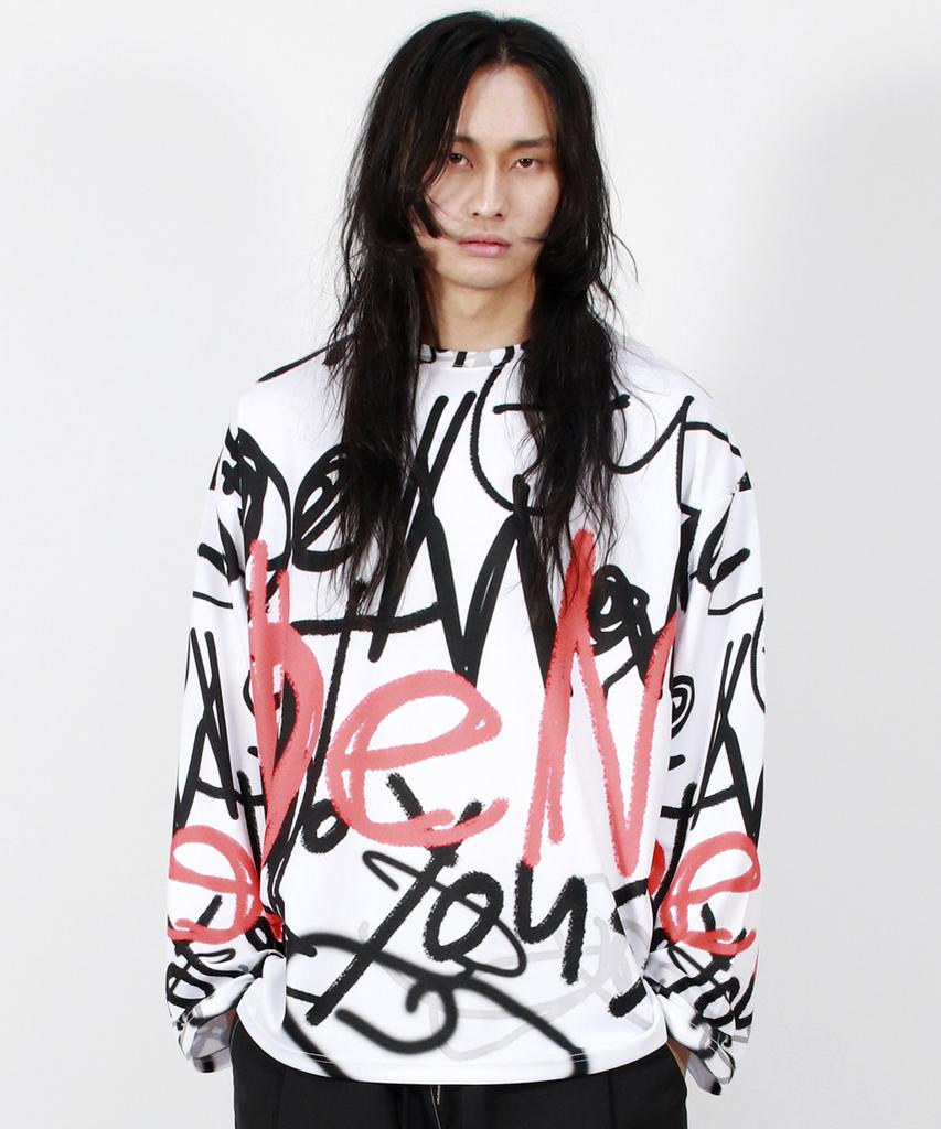 Deumakeu M Street Graffiti Oversized Long-Sleeve T-Shirt