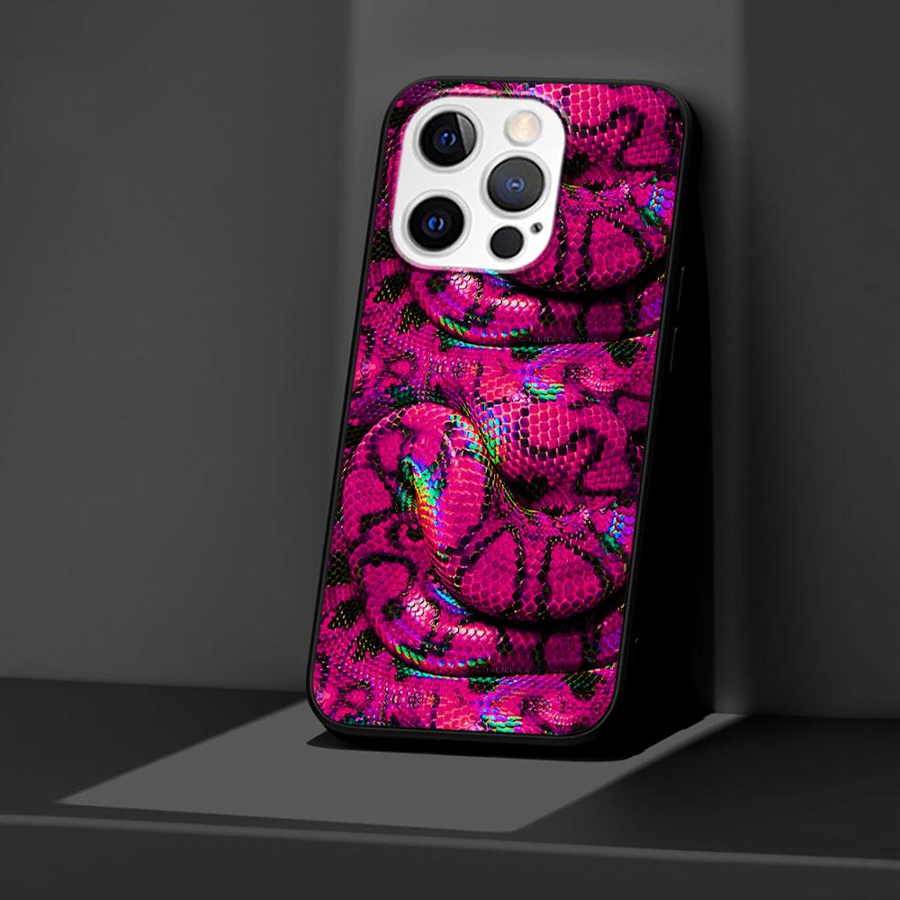 Snake Skin Case for Apple iPhone 14 11 7 SE 2020 8 X XS 13 12 Mini XR 15 Pro Max Silicone Black Soft Phone Cover