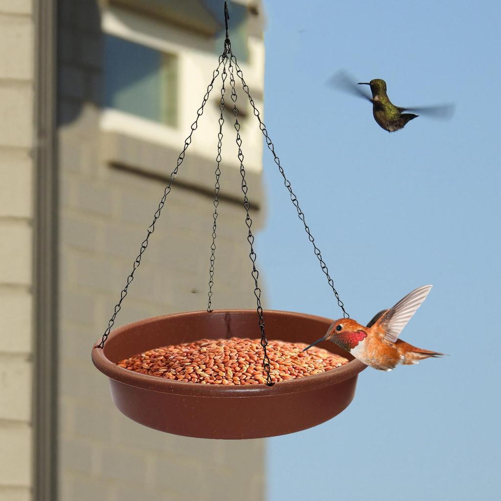Bird Waterer with Metal Hooks Bird Water Bowl and Chain Hanging Bird Bath Water Feeder for Hummingbird Tree Outside Parrot Patio