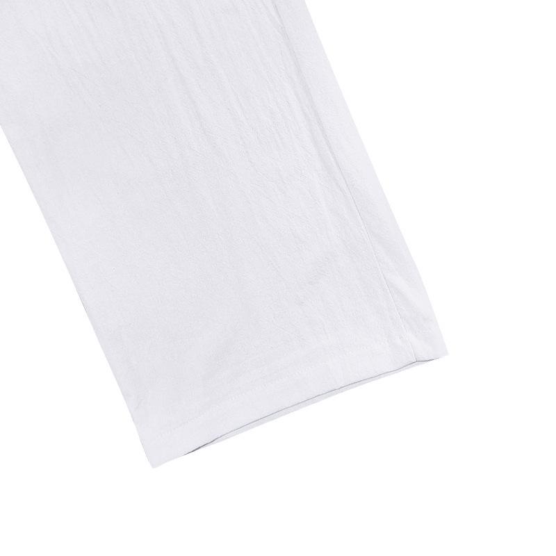 Men's cotton linen plus size trousers breathable sweat solid colour trousers basic paragraph casual wide-legged trousers man