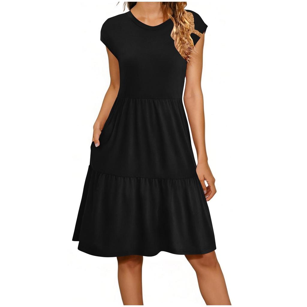 Women's Summer Fashion Sleeveless Round Neck Loose Patchwork Casual Dress