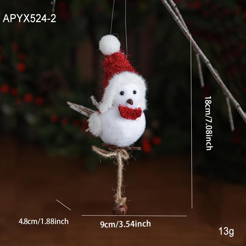 1Pcs Year Christmas Tree Hangings Faux Foam Bird Ornament Pendant Wool Felt Red Scarf Hat Birdie Navidad Decoration