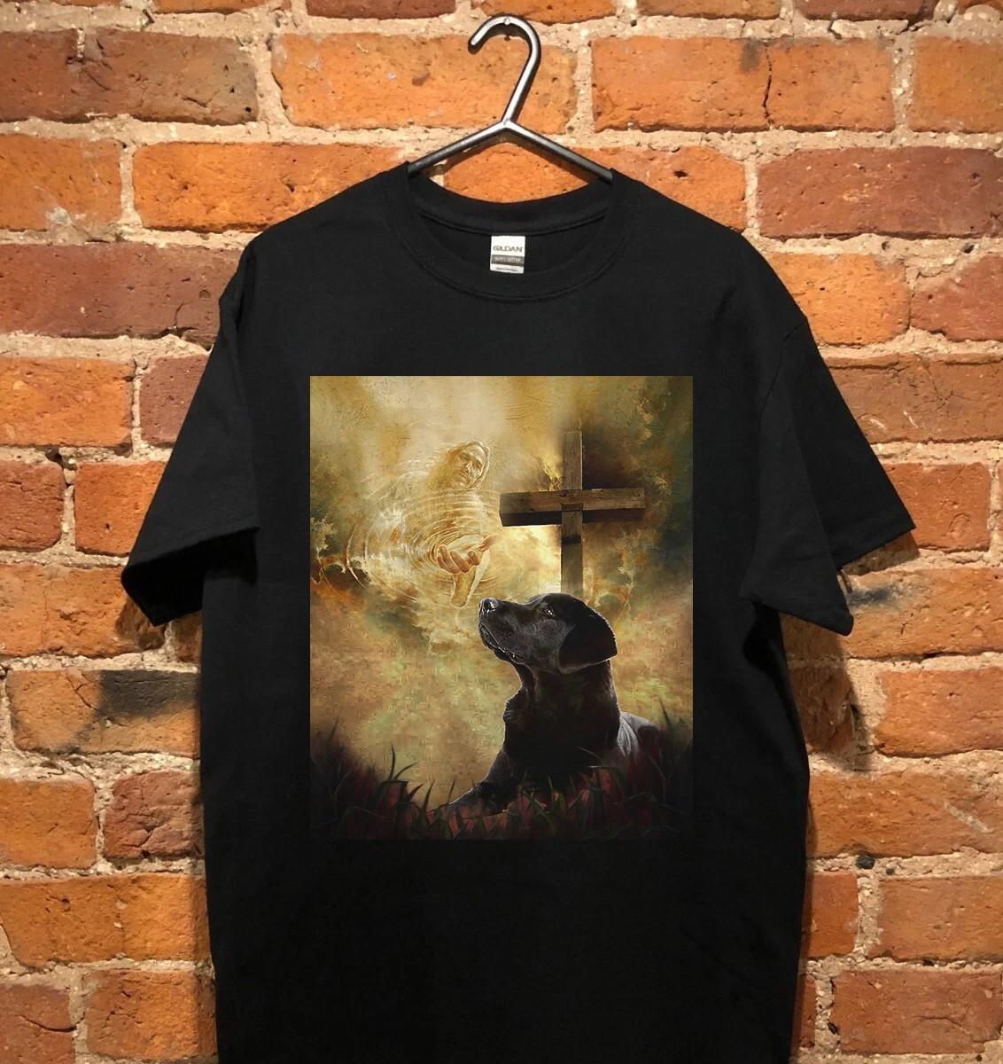 Black Labrador Take My Hand Jesus For Dog Lover Black Heavy Cotton T-Shirt S