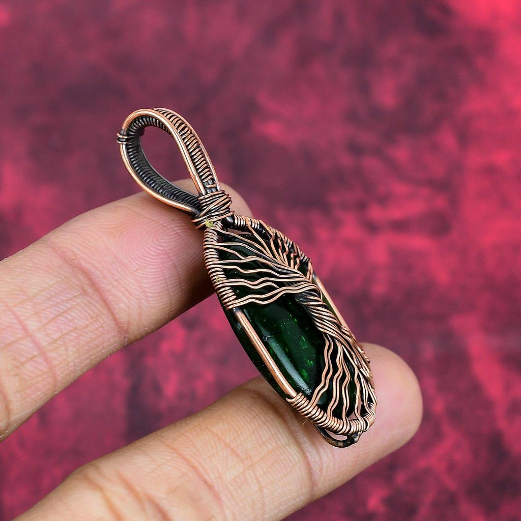 Tree of Life Green Fire Labradorite Pendant Copper Wire Wrapped Pendant Gemstone Pendant Copper Jewelry Anniversary Gifts Handmade Pendant