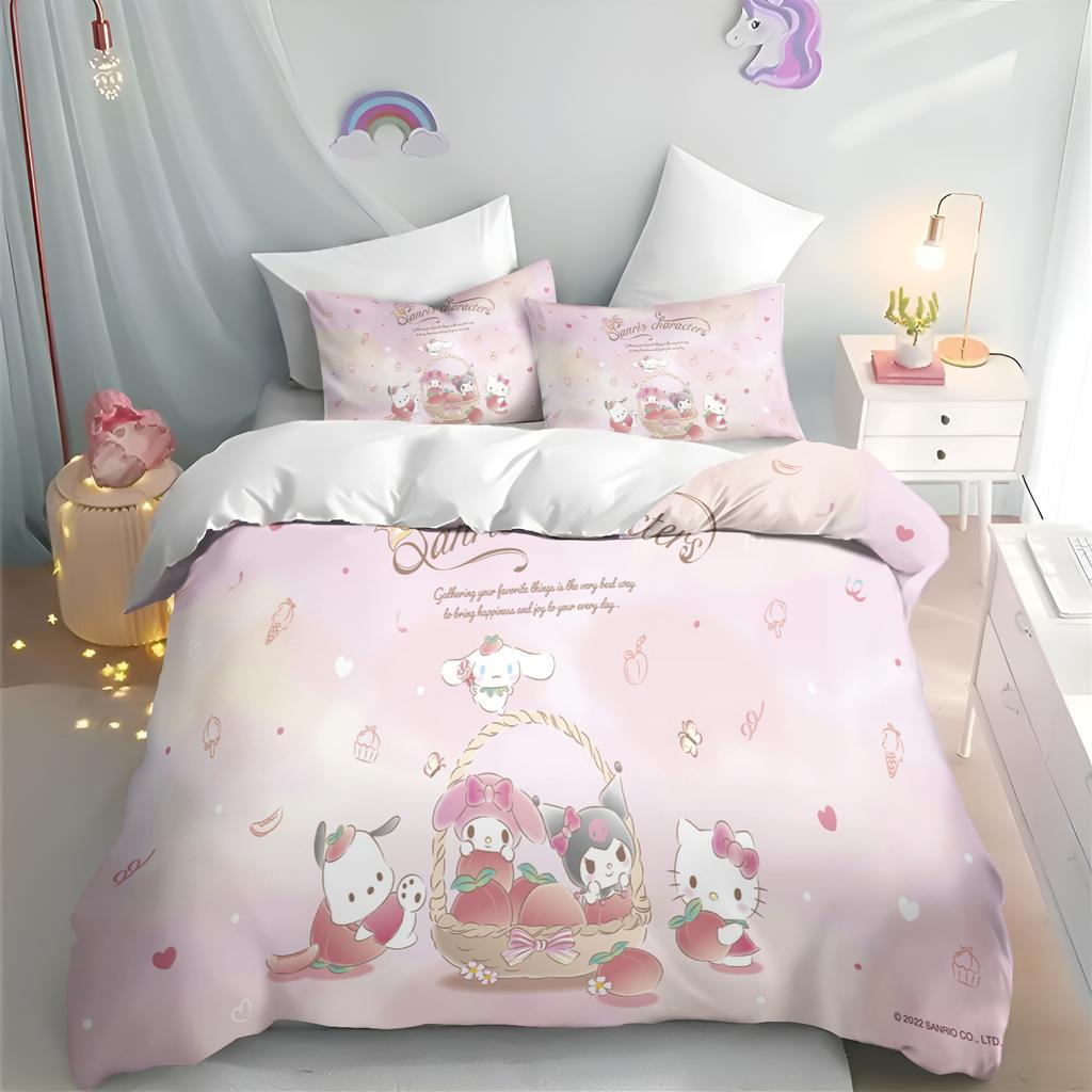 Cinnamoroll Hello Kitty Cartoon Duvet Cover Sanrio Anime Luxury Bedding Set Children Grade A Printed Queen Size Home Modern