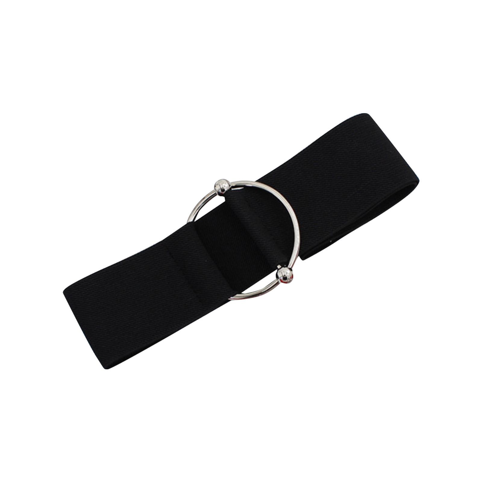 Эластичный пояс с металлической пряжкой-кольцом – декоративный пояс в корейском стиле — фото 3