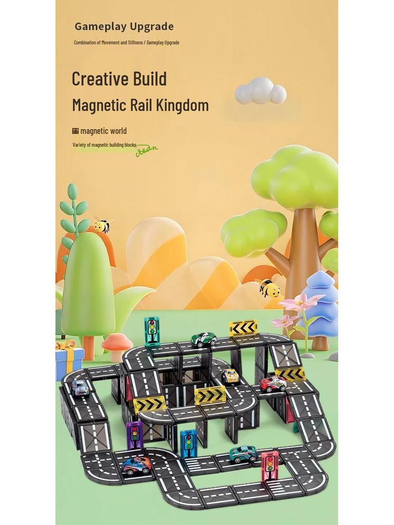 5,5 cm Magnetische Verkehrsbahn Auto Bausteine für Kinder