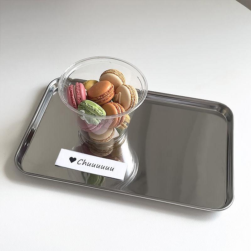 Bandeja de acero inoxidable rectangular nórdica para almacenamiento de café, bandeja de red para aperitivos, pasteles, postres y cocina.