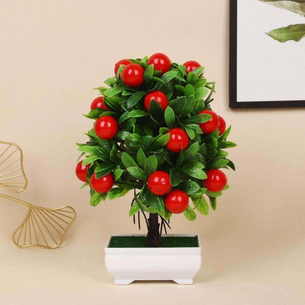 8 Stiler Frukt Bonsai Blomster Potte Simulert Grønne Planter Bryllup Hjem Hotell Kontor Borddekor