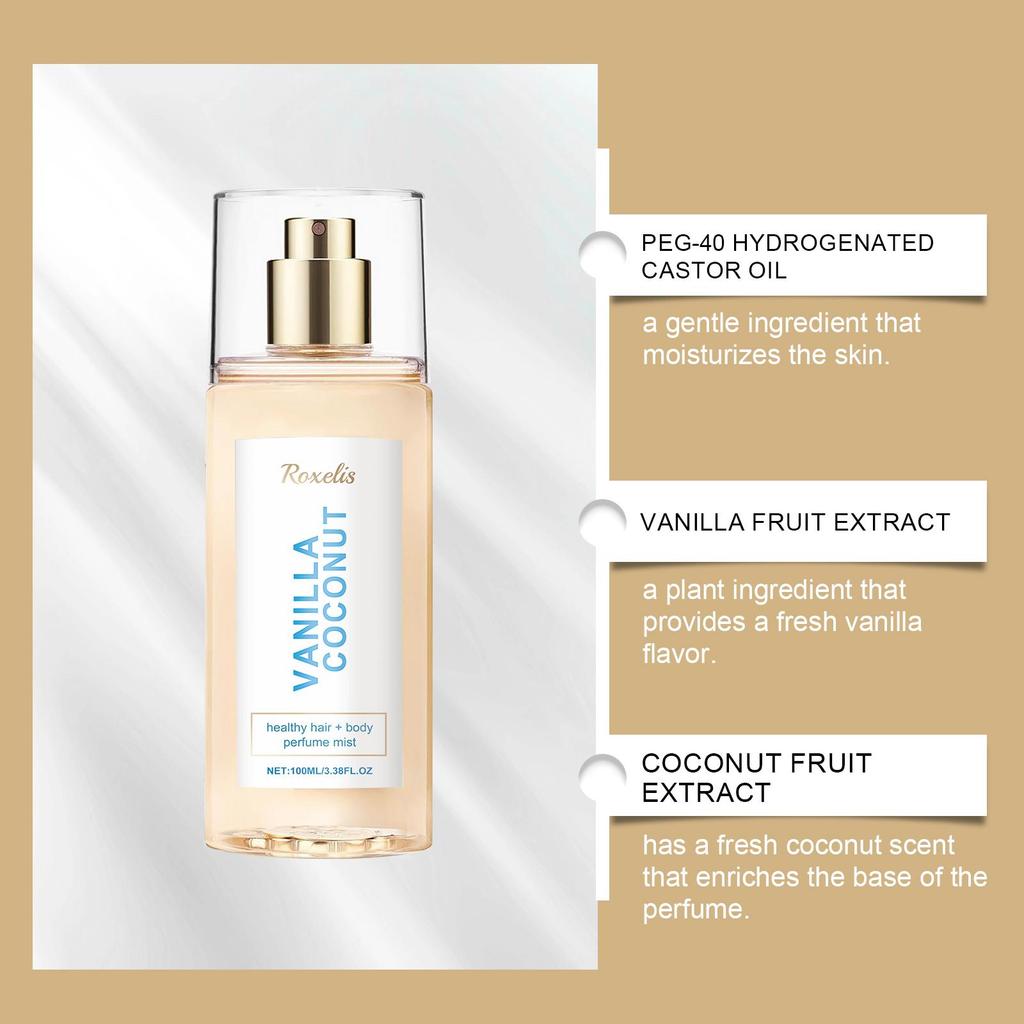 Christmas Vanilla Coconut Body Perfume Spray Extra Large Capacity Long-Lasting Fragrance Exudes Unique Charm Romantic, Portable