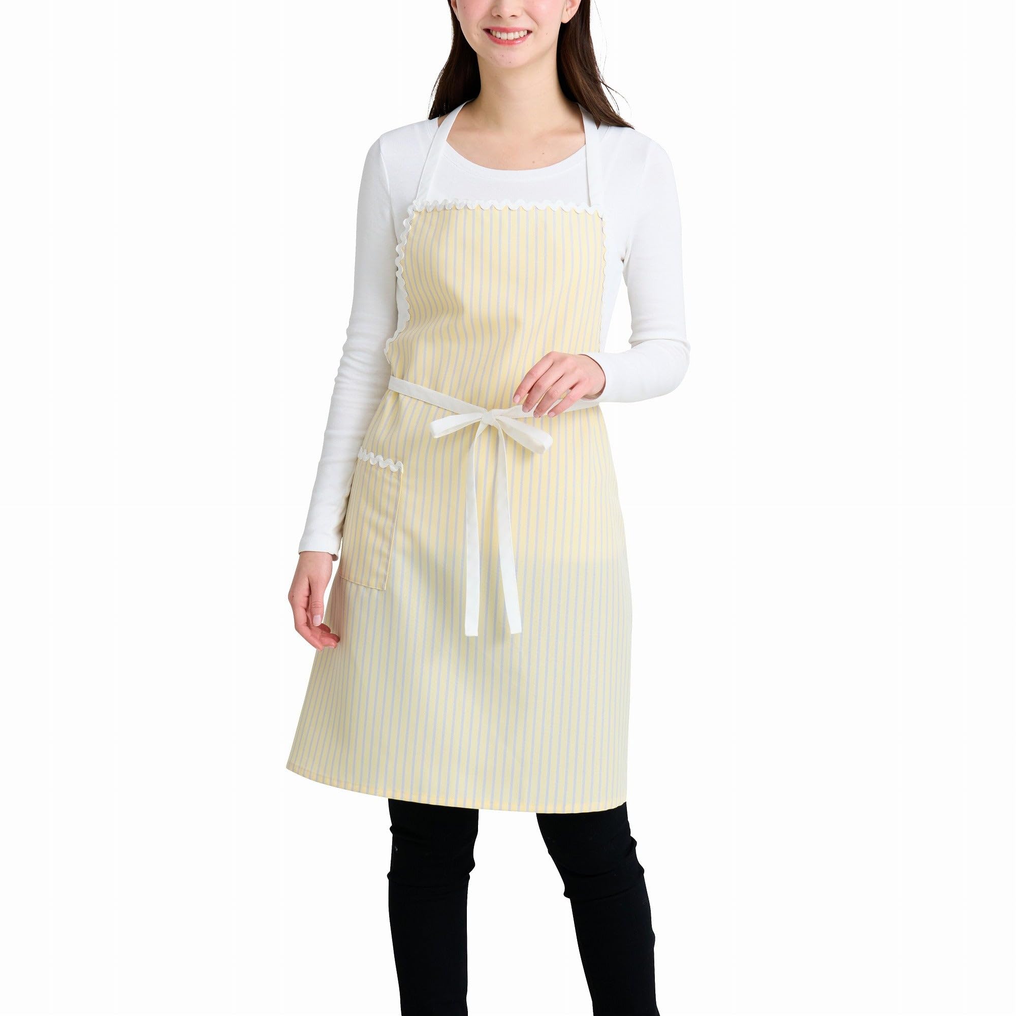 

Francfranc Wave Full Apron in Yellow with Stylish and Makes a Great Gift Stripes, Cute,