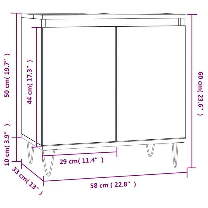 VidaXL Armoire de salle de bain noir 58x33x60 cm bois d'ingénierie 831581