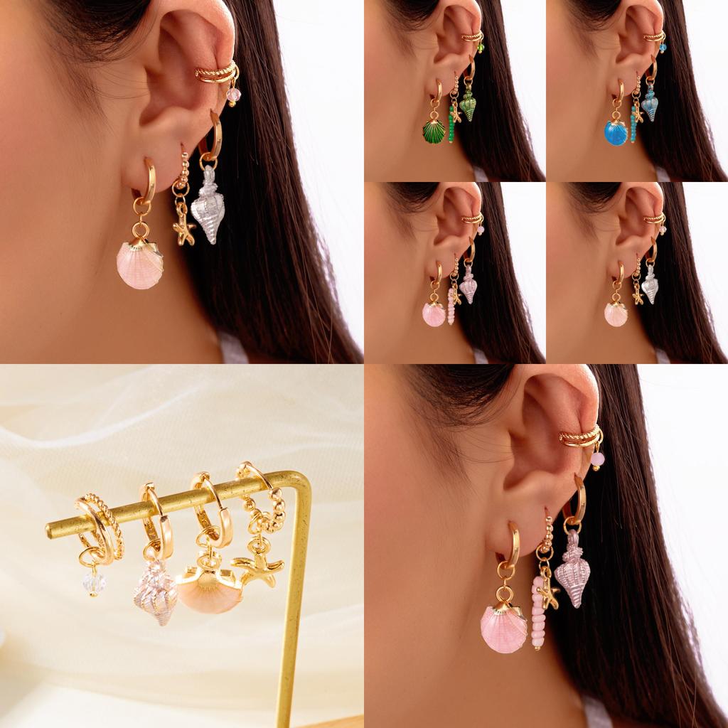 Ocean Starfish Shell Earrings For Women With Zinc Alloy Material Summer Beach Jewelry