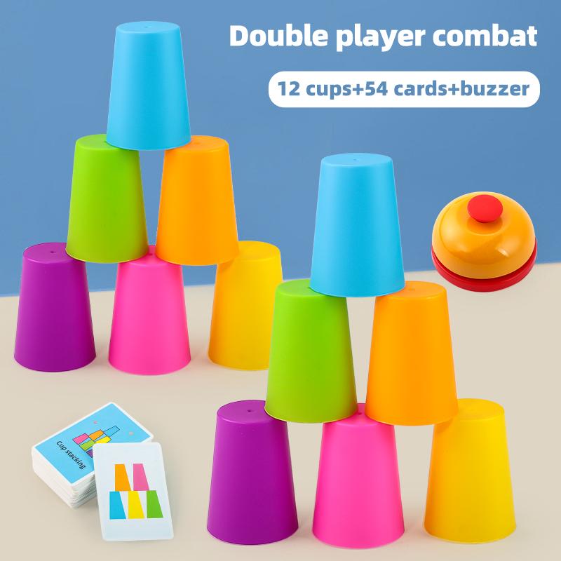 Montessori Toys Mini Stack Cup Game With Card Educational Intellectual Enlightenment Color Cognition Logic Training ChildrenGift