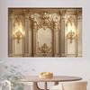 1 Luxurious Baroque-style Photo Background with Golden Reliefs and Marble Columns - Suitable for Weddings, Polyester