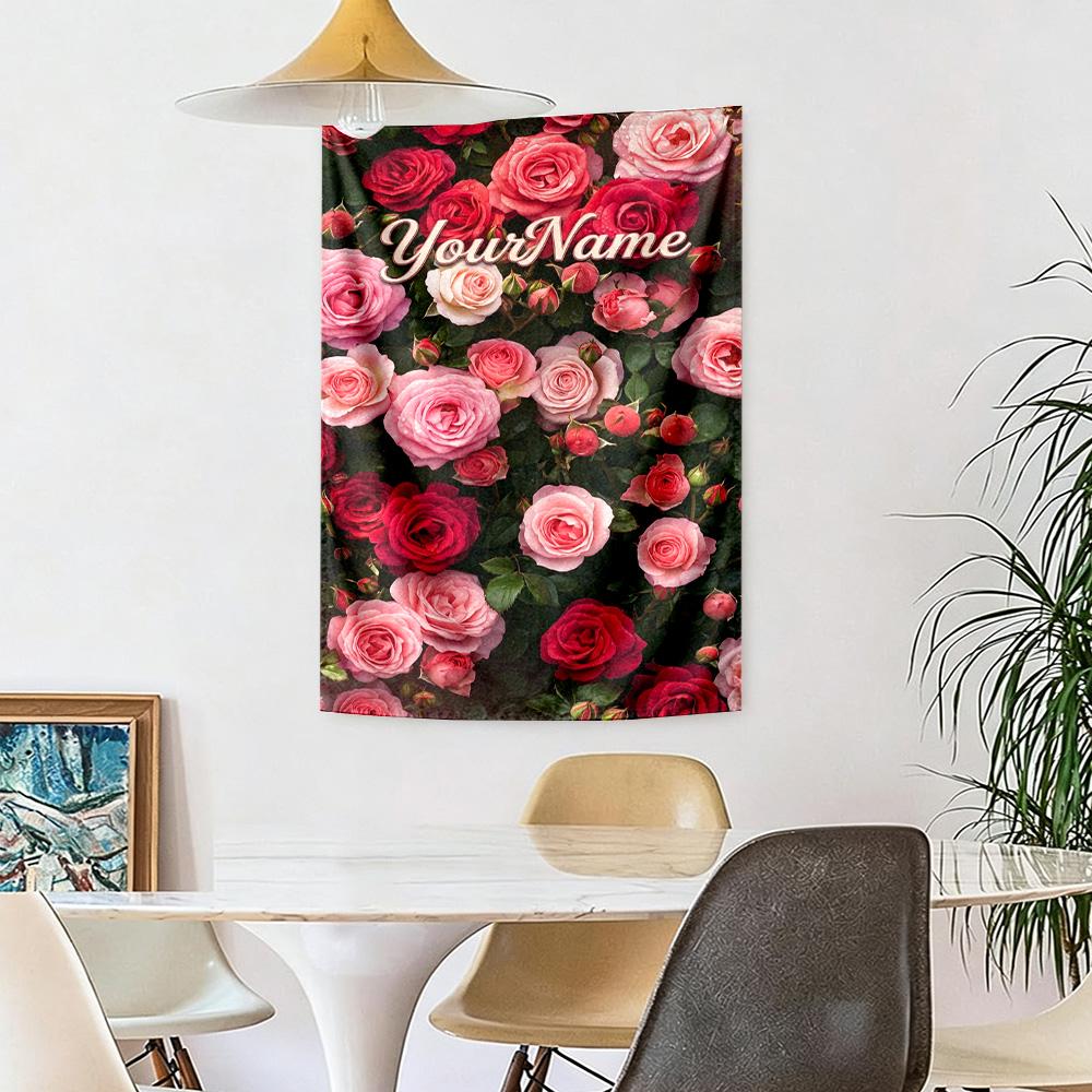 Rose Custom Your Name Wall Decor Tapestry Art For Pet Memorial Birthdaywedding Party Backdrop Family Gift