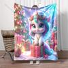 Colorful Festive Unicorn and Presents Pattern Blanket Flannel Material Soft Warm for All Seasons Home Outdoor Camping Picnics RV