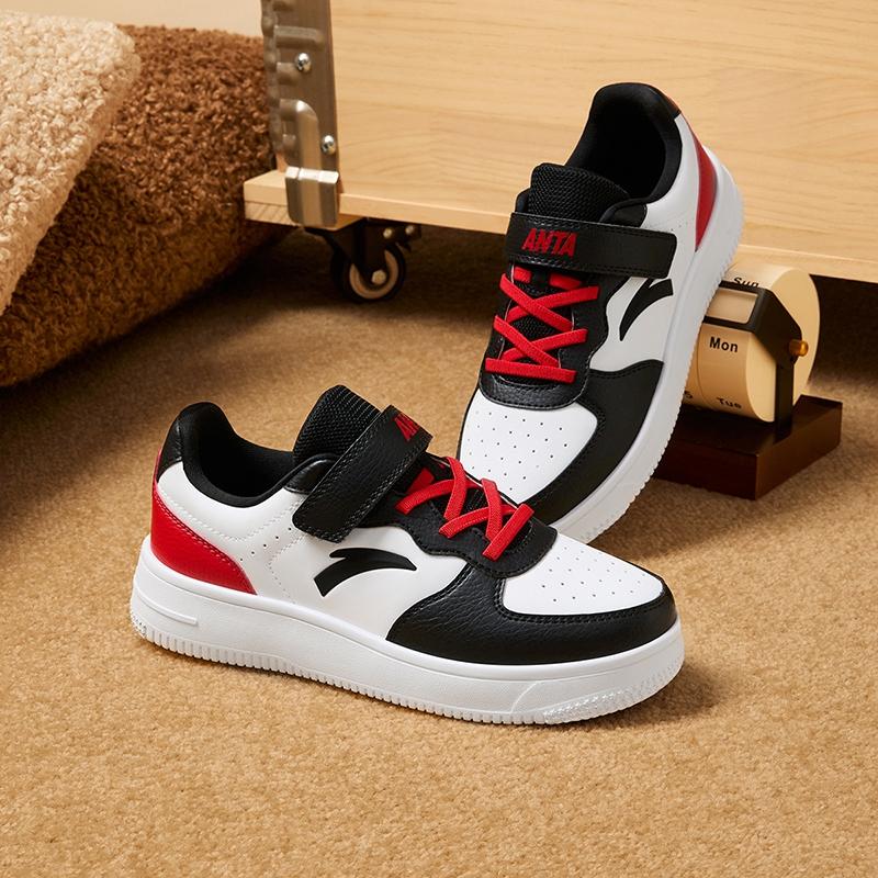 Anta Fashionable Comfortable Durable Lightweight Shock Absorbing Non-Slip Low-Top Kids Skate Shoes Kids Sneakers White Black Red A12448088-3