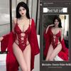 Seductive Lace Bodysuit & Nightgown Set: Tempting Hollow Design