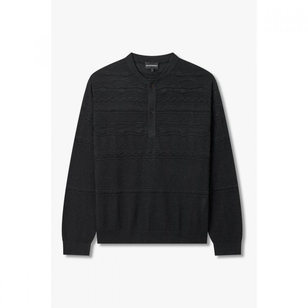 Emporio Armani Men S Henry Neck Mix Stitch Knit Pullover A516128031