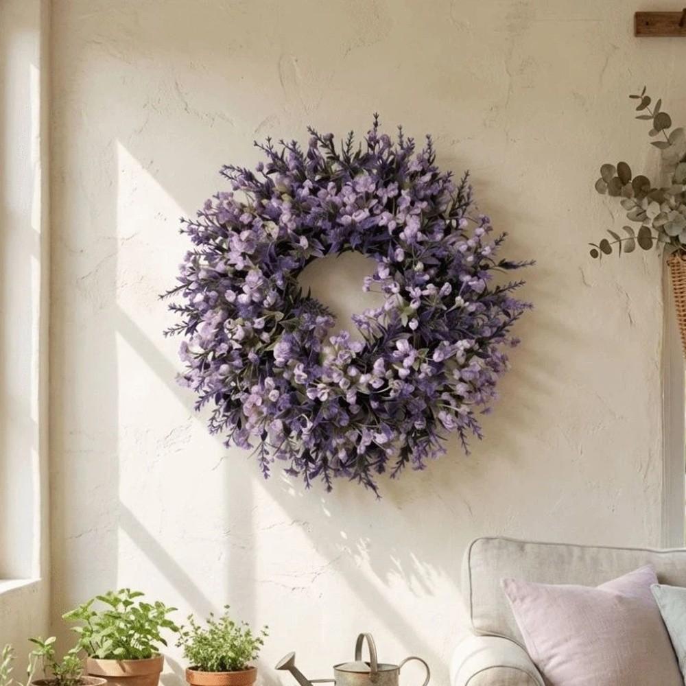Fresh Artificial Lavender Wreath Vivid Colors Fake Flower Wreath Simulated Garland  Home Party