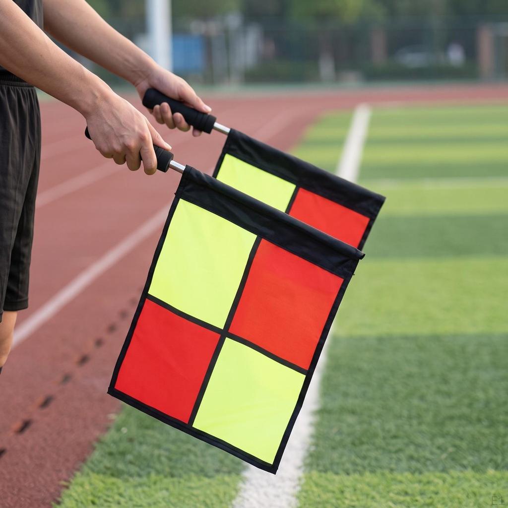 2 Pieces Referee Flag with Carrying Bag | AntiSlip Grip Handle, Flags Pouch,