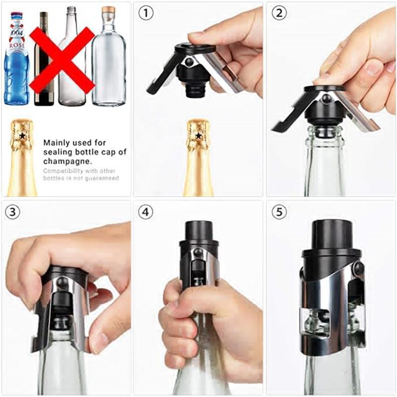 Champagnerverschlüsse, Flaschenverschluss für Champagner, Cava, Prosecco und Schaumwein, auslaufsichere Champagnerverschlüsse