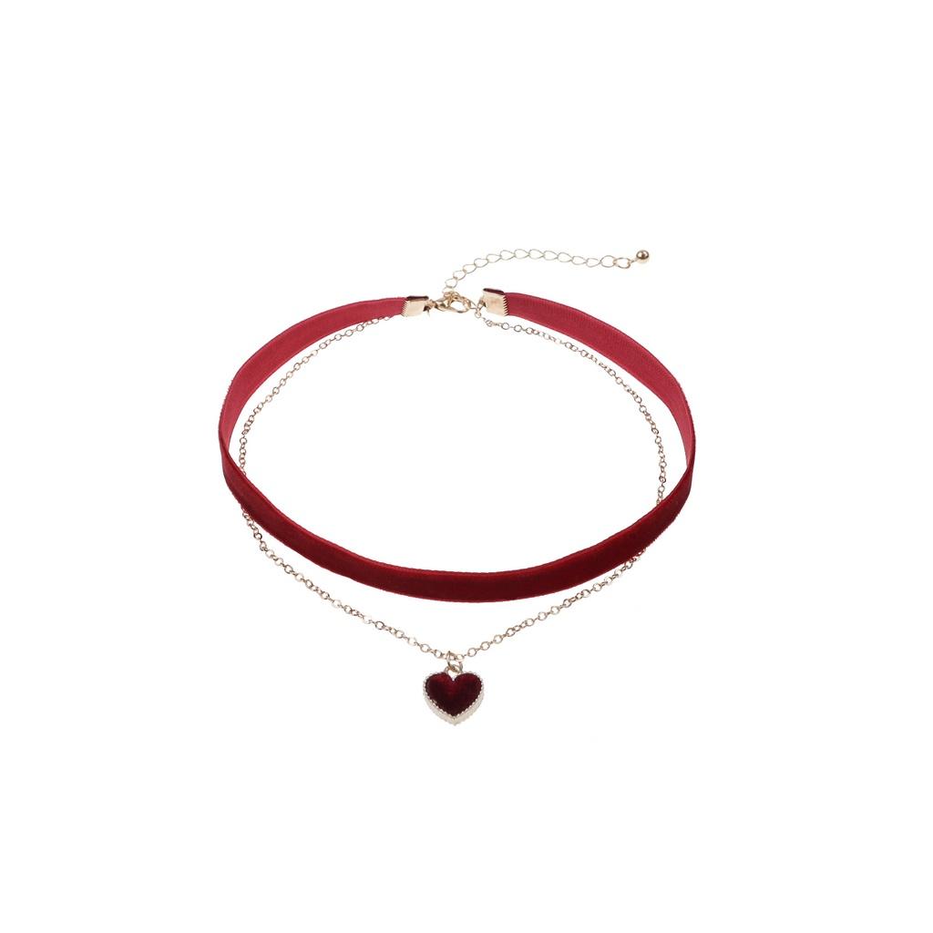 

Classic Gothic Red Velvet Necklace Red Heart Pendant Choker for Women Fashion Jewelry Valentine s Gift красный