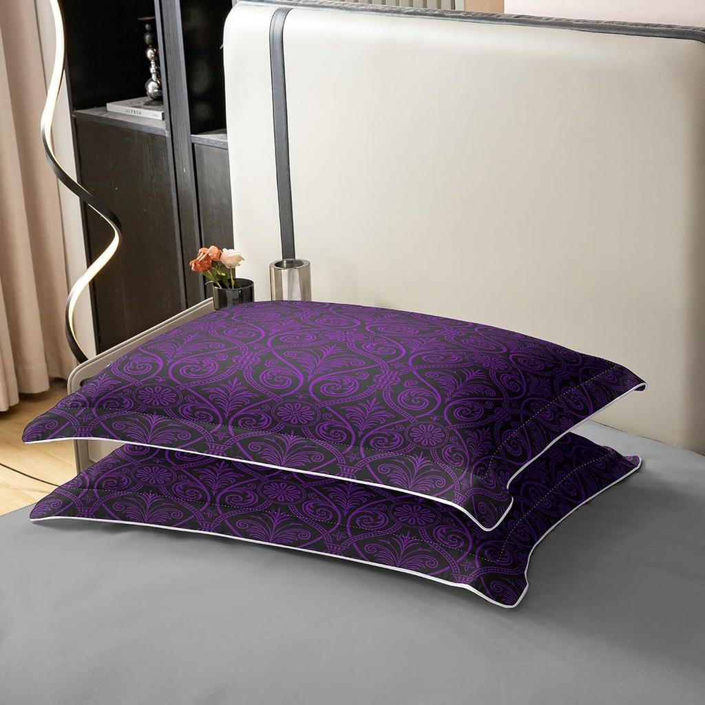 Purple and black gradual change flower three-piece quilt cover 3D digital printing bedding set bed cover