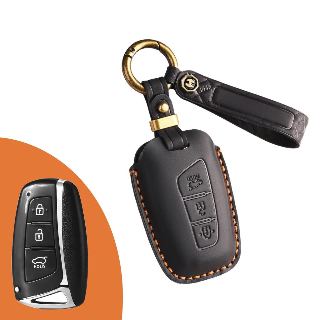 Genuine Leather Retro Key Cover for Hyundai IX45