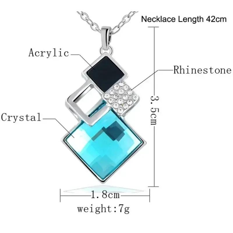 Mode Kreativ Dekoration Koreansk Minimalistisk Fyrkantig Diamant Inlagd Halsband Örhängen Set Nyckelbenskedja Tillbehör Gåvor